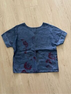 Floral Blue Linen Top